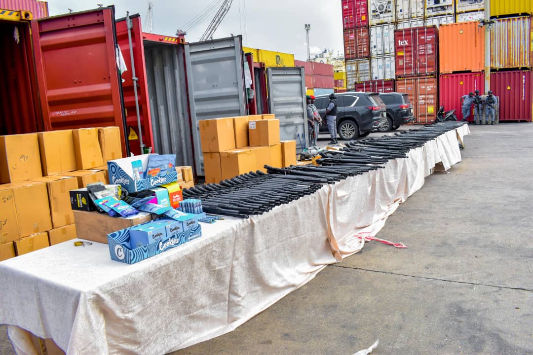 Customs Seizes 399 Rifles, Components at Tin Can Port