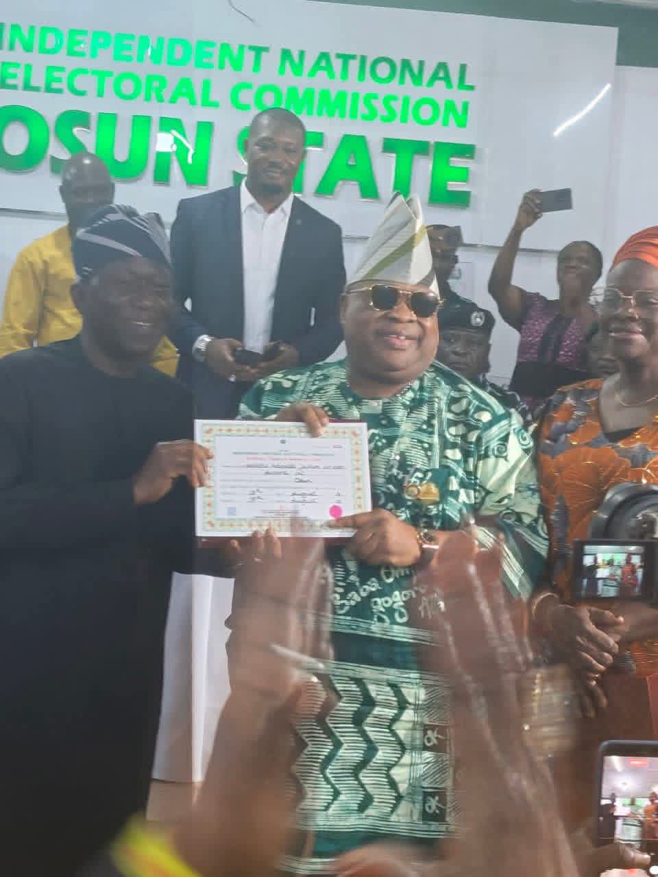 INEC Presents Return Certificates to Adeleke, Adewusi After Osun Governorship Victory